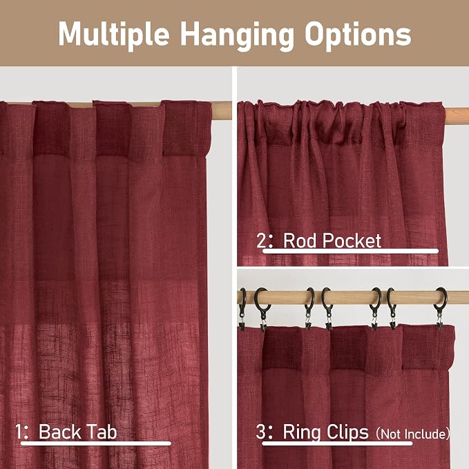 36 Inch Length Linen Semi Sheer Curtains - Image 3