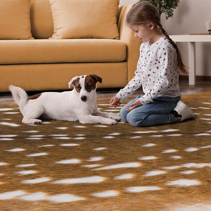 Deer Rug Antelope Print Rug, 6.2x8.2 Feet Faux Deer Hide Fawn Animal Print Skin - Image 5