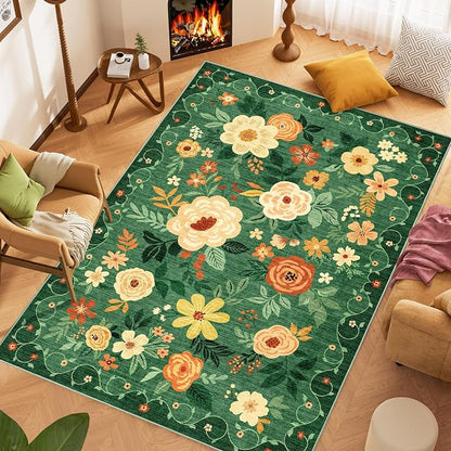 DUKINO 6x9 Area Rugs, Floral Washable Rug - Image 3