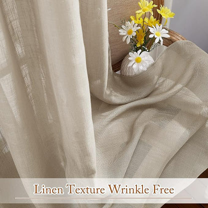 NICETOWN Privacy Linen Sheer Curtains, Rod Pocket & Back Tab Elegant Vertical - Image 5
