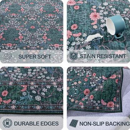 4x6 Area Rug for Bedroom Beside Rug, Laundry Room, Washable Non-Slip Low Pile - Image 6