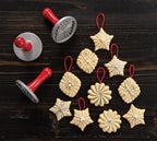 Nordic Ware Pretty Pleated Cookie Stamps Silver Cast Aluminum with Wood Handles, Grey, 3-Piece