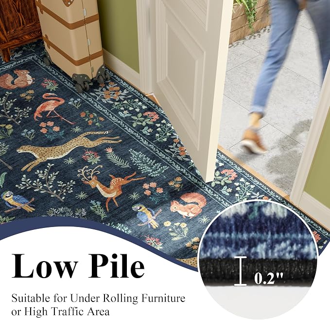DUKINO 2x4 Rug for Entryway, Animal Washable Rug for Kitchen, Low Pile - Image 8