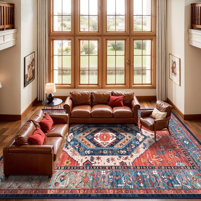 SERISSA 9x12 Washable Non Slip Boho Area Rug - Image 3