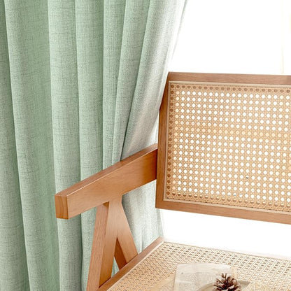 YoungsTex Sage Green Curtains, Linen Semi Sheer Drapes 84 Inch Long 2 Panel | - Image 6