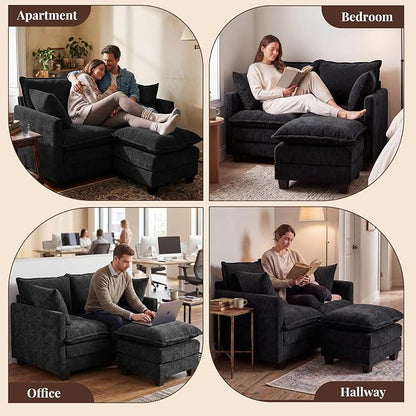 Loveseat Sofa with Ottoman, Cloud 3-Layer Cushion, Living Room, in a Box - Image 9
