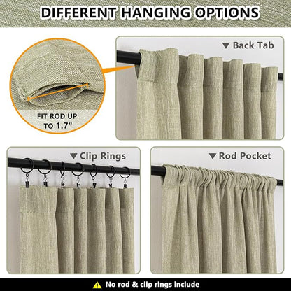 MYSKY HOME Sage Green Sheer Curtains Short Window Treatment Panels Light - Image 3