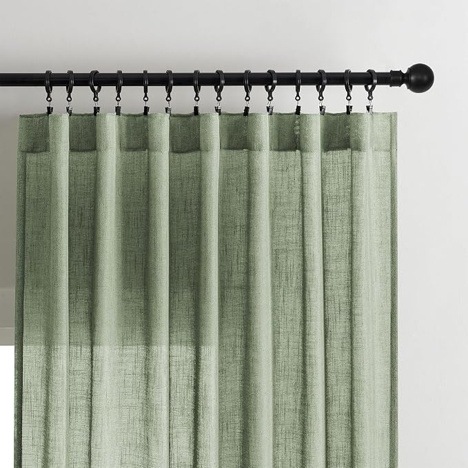 Joydeco Linen Curtains 108 Inch Length 2 Panel Sets, Light Filtering Curtains - Image 3