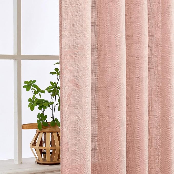 MIULEE Blush Pink Linen Curtains 52x90 Inch Long 2 Panels - Image 5