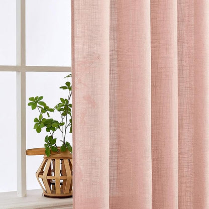 MIULEE Blush Pink Linen Curtains 52x72 Inch Length 2 Panels - Image 5