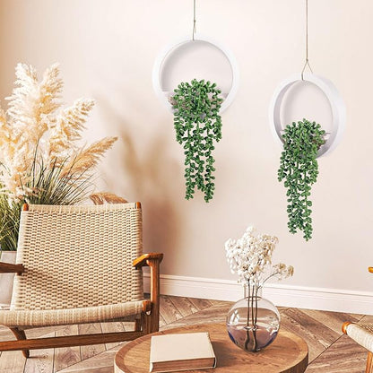 Der Rose 2 Pack Fake Plants Hanging Artificial Succulents Plants in White Pots - Image 4