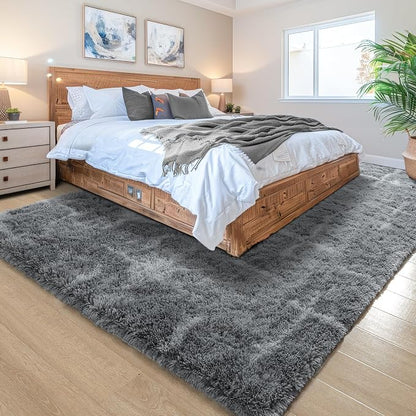 4x6 Grey Fluffy Soft Area Rug Non-Slip - Image 3