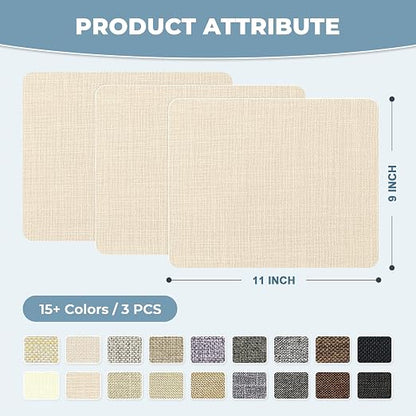 BESEZX Linen Fabric Repair Patch，3 PCS 9 * 11 Inch Self-Adhesive Couch Fabric - Image 2