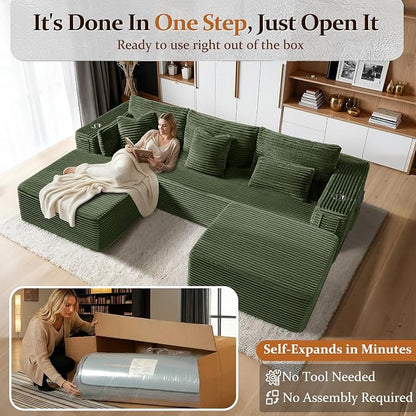 Oversized 108" Cloud Sectional Couch, Comfort U Shaped Boneless Couch - Image 3