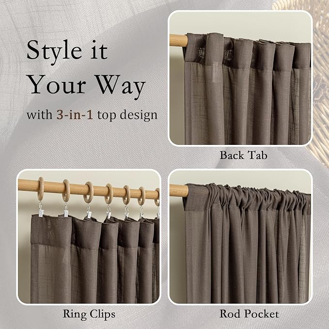MYSKY HOME Dark Brown Curtains for Beroom Liivng Room 84 Inch Length 2 Panels - Image 4