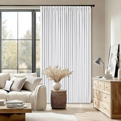 Snow White Pleated Linen 100% Blackout Curtains 80 Inches Long | Pinch Pleat by Twodrapes