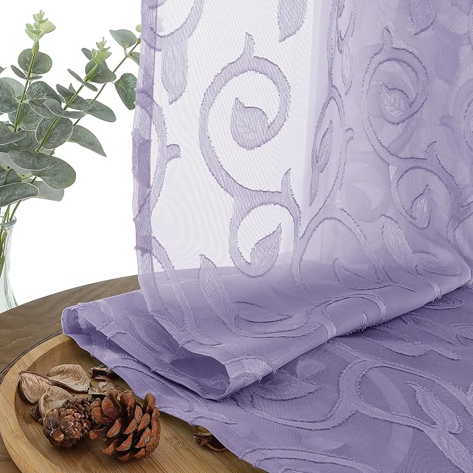 Furman Light Purple Sheer Curtains 54 Inch Length 2 Panels Set - Image 7