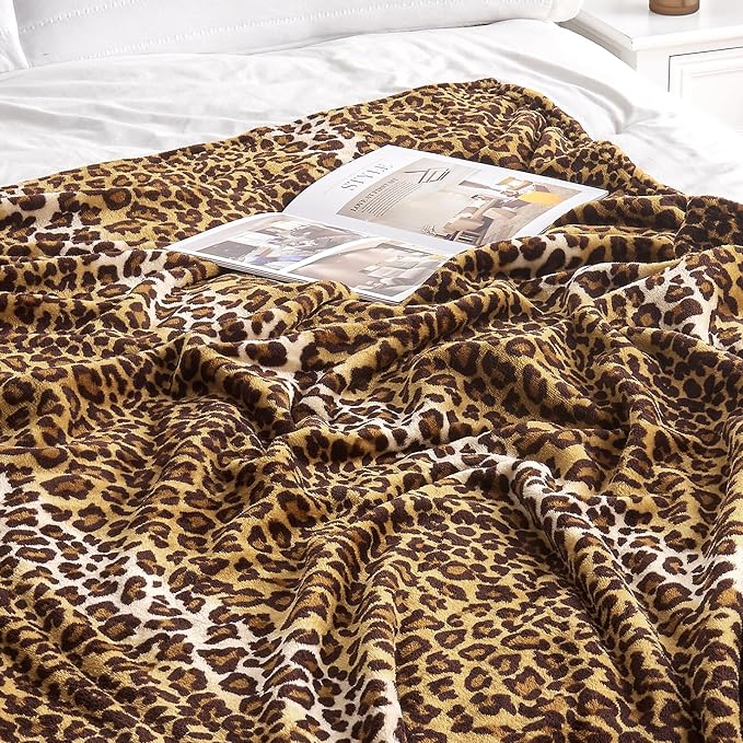 Edenleaf Fleece Queen Size Super Soft Cozy Leopard Print Blanket - Image 6