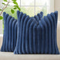 decorUhome Fall Faux Fur Throw Pillow Covers 18x18 Set of 2 Navy Blue | by decorUhome