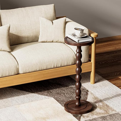 Solid Wood Drink Table, Rubber Wood‌ Small Round Side Table - Image 2