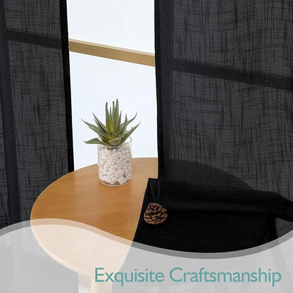 Chyhomenyc Black Semi Sheer Curtains 84 Inches Long 2 Panels Set, Light - Image 6
