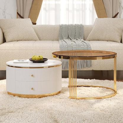 Modern 2 Pieces Round Nesting Coffee Table by Flieks