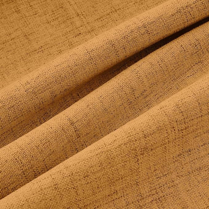 MIULEE Fall 100% Blackout Linen Curtains 42" x 63" Mustard Yellow 2 Panels | - Image 9
