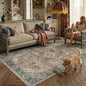 5x7 Blue Brown Retro Floral Washable Area Rug by HUGEAR