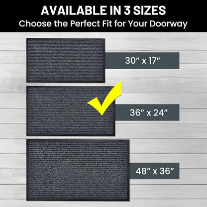 Front Door Mat, Indoor Outdoor Welcome Entryway Doormat, 36x24 Steel Gray | - Image 4