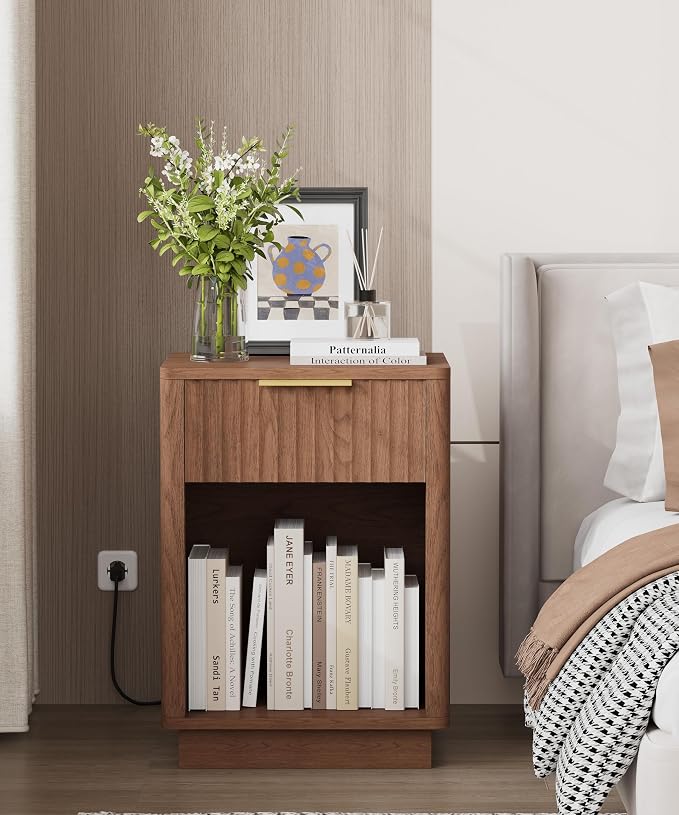 Akxomel Fluted Nightstand, Wooden Night Stand - Image 2