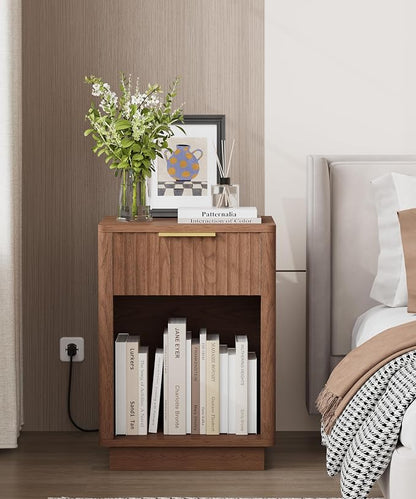 Akxomel Fluted Nightstand, Wooden Night Stand - Image 2
