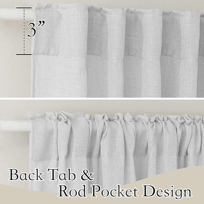 RYB HOME Linen Sheer Curtains for Living Room Textured Semi Sheer Curtains - Image 2