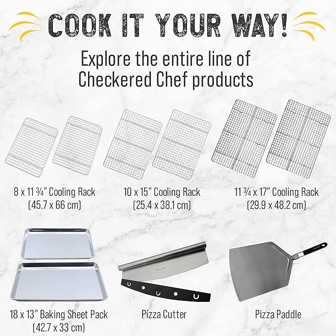 Checkered Chef Cooling Rack for Cooking and Baking - 11 ¾" x 17 Set of 2 Stainless Steel, Oven Safe Grid Wire Cookie Cooling Racks