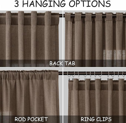 Extra Long Light Brown Curtains 2 Panels 102 Inches Long - Image 3