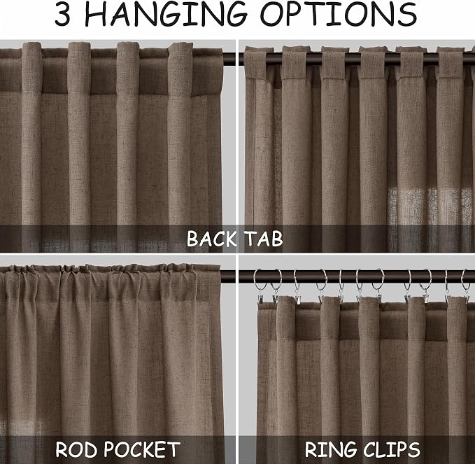 Light Brown Linen Curtains 96 Inches Long - Image 3