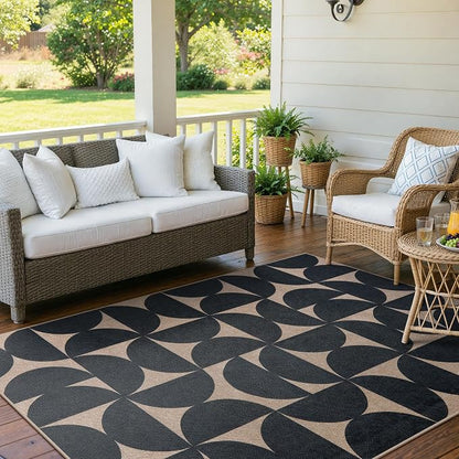 Lahome Semi Circle Easy Jute 5x7 Outdoor Rug, Geometric Washable Area Rug | - Image 8
