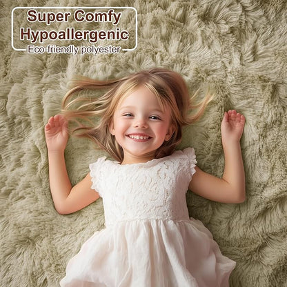 Fluffy Large Living Room 5x7 Area Rugs, Fuzzy Shaggy Rug Plush Beige Carpets | - Image 2