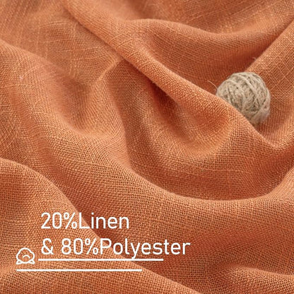 Burnt Orange Sheer Linen Curtains, Light Filtering Drapes 2 Panels | 80 inch - Image 2