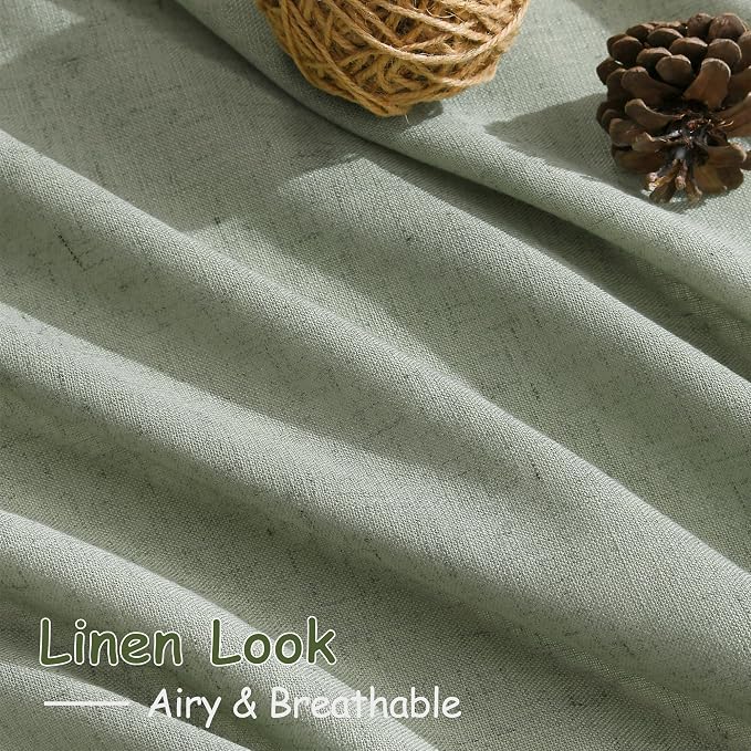 Desert Sage Linen Curtains 90 Inch Long 2 Panels Set - Image 5
