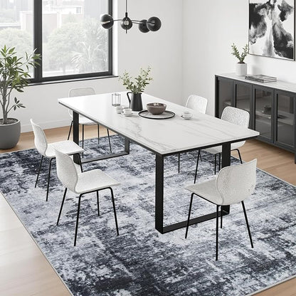 10x14 Area Rug Living Room: Modern Washable Soft Carpet Dark Black | - Image 4
