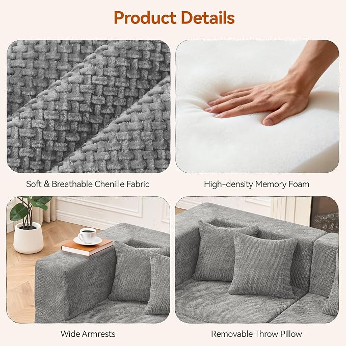 MONVANE Modular Sectional Sofa, Oversized 10 Seat Convertible U Shaped Couch - Image 4
