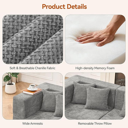 MONVANE 75" Loveseat Sofa, Comfy Chenille Cloud Couch - Image 4