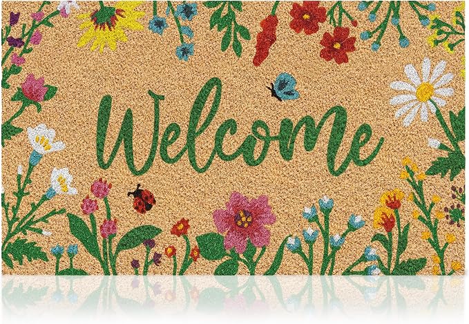 Coir Welcome Mat, 17 x 29 in | 100% Natural Coir, Anti-Shedding, Durable PVC by AmaruDoorMats