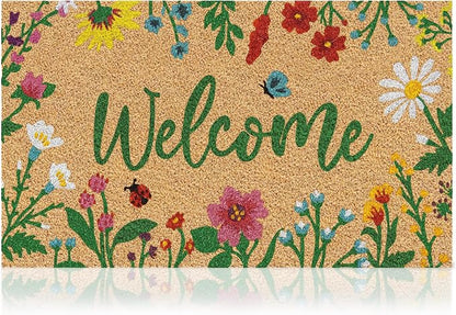 Coir Welcome Mat, 24 x 36 in | 100% Natural Coir, Anti-Shedding, Durable PVC by AmaruDoorMats
