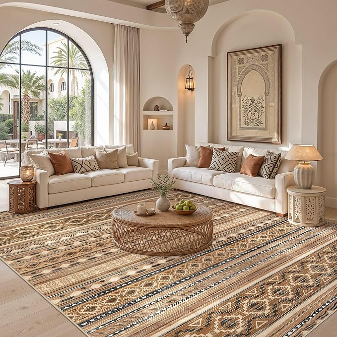 cotiled Boho 9x12 Area Rug for Living Room: Large Moroccan Washable Rug | Solve - Image 4
