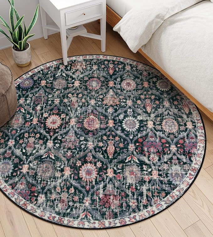 Lahome Moroccan Washable Round Area Rug, Soft Round Rugs 6ft Ultra-Thin | - Image 5