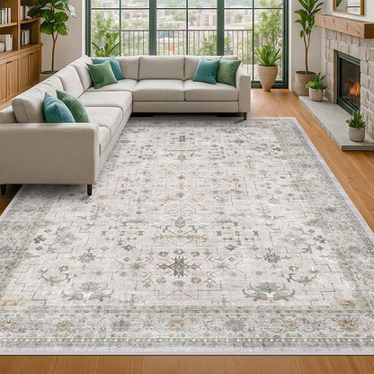 Large Light Gray & Sage 9x12 Living Room Rug - Image 4