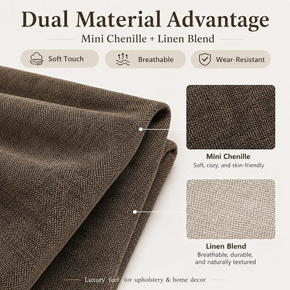 Mini Chenille Linen Blend Upholstery Fabric by the Yard, 57 Inch Wide Soft - Image 2
