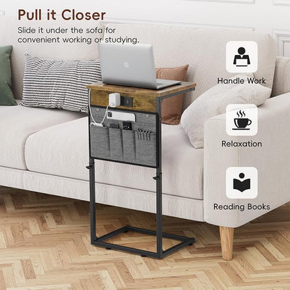 Vagusicc C-Shaped End Table Set of 2, Adjustable Height Side Table - Image 8