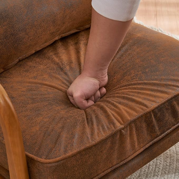 VINGLI Microfiber Rustic Comfy Accent Chair, Mid Century Modern Lounge Armchair - Image 4